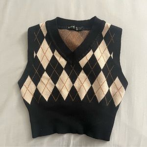 shein cropped argyle sweater vest